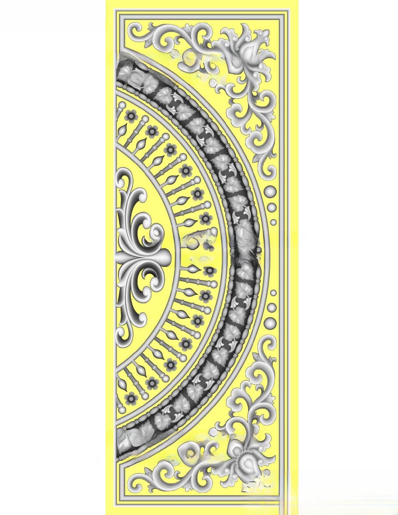MD - MIX-156 Elegant Semicircle Floral Relief Door Carving Design